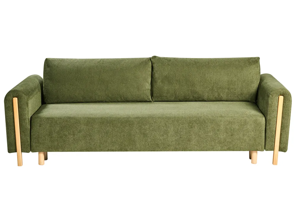 Sofa Bed 3 Seater KVAM with Storage Fabric Green