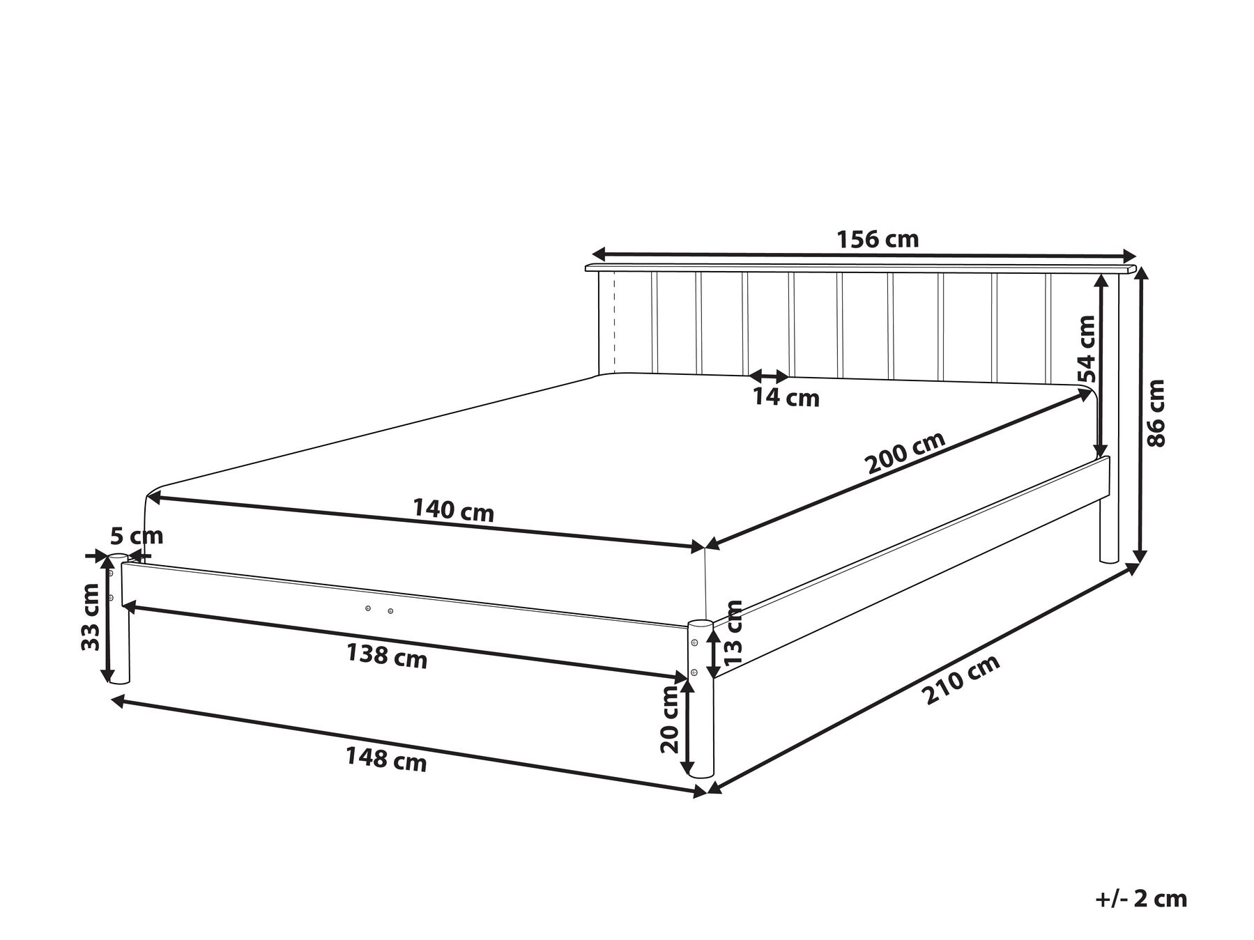 Wooden EU Double Size Bed Light BARRET II_875136