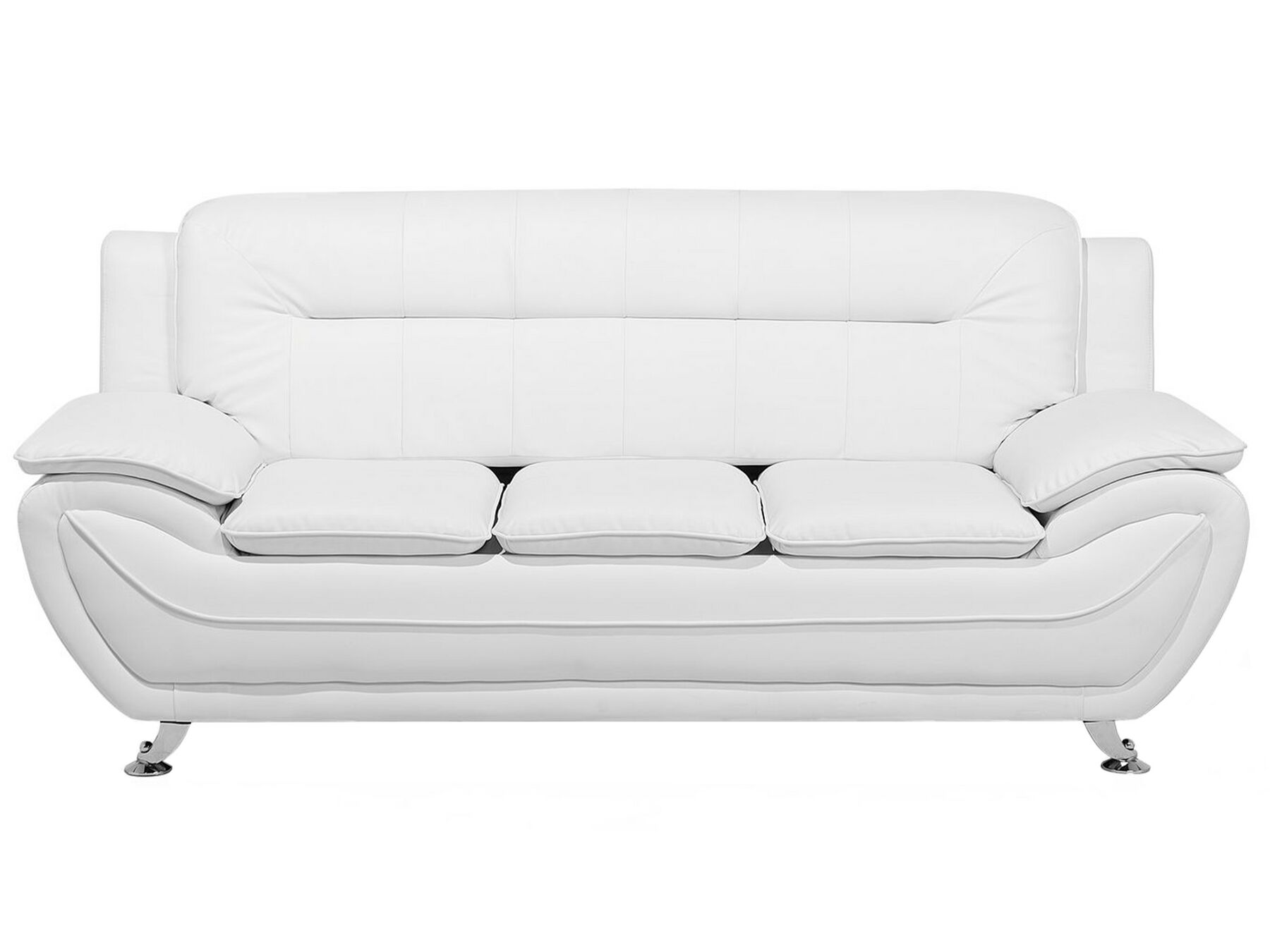 3 Seater Faux Leather Sofa White LEIRA_711164