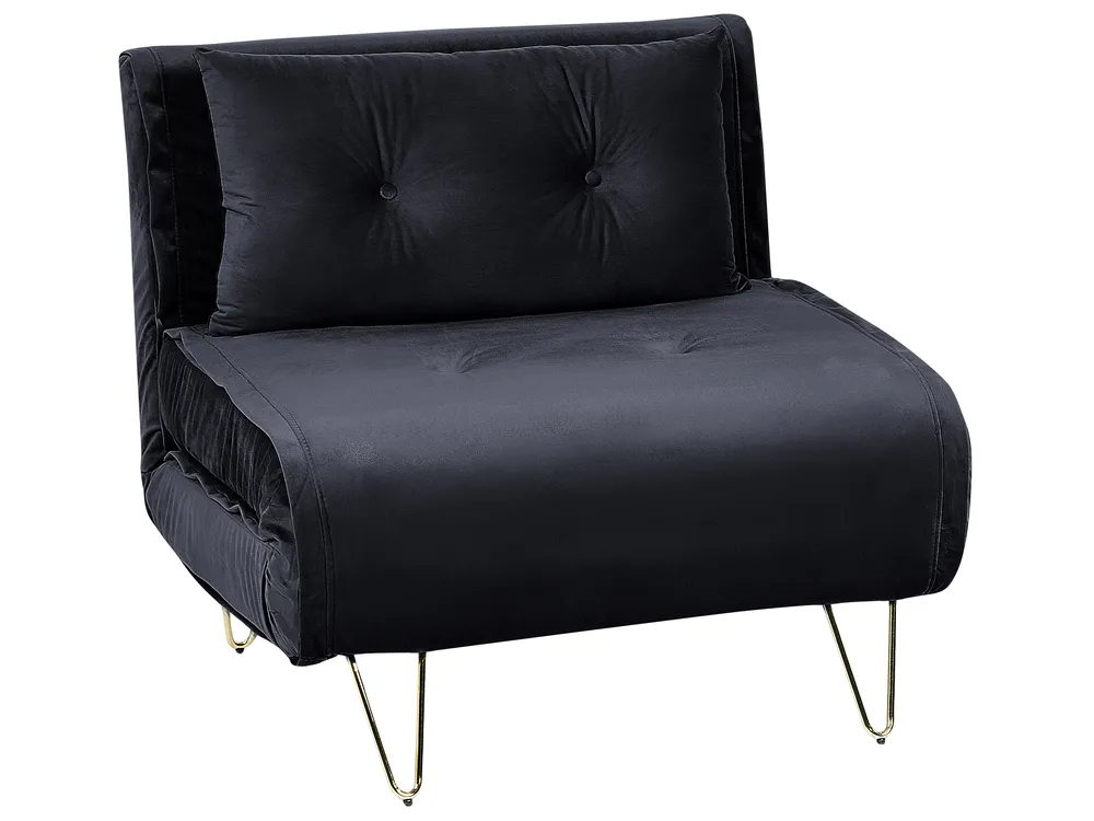 Divano letto singolo VESTFOLD Velluto Nero_850996