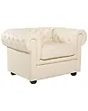 Armchair CHESTERFIELD Leather Light Beige