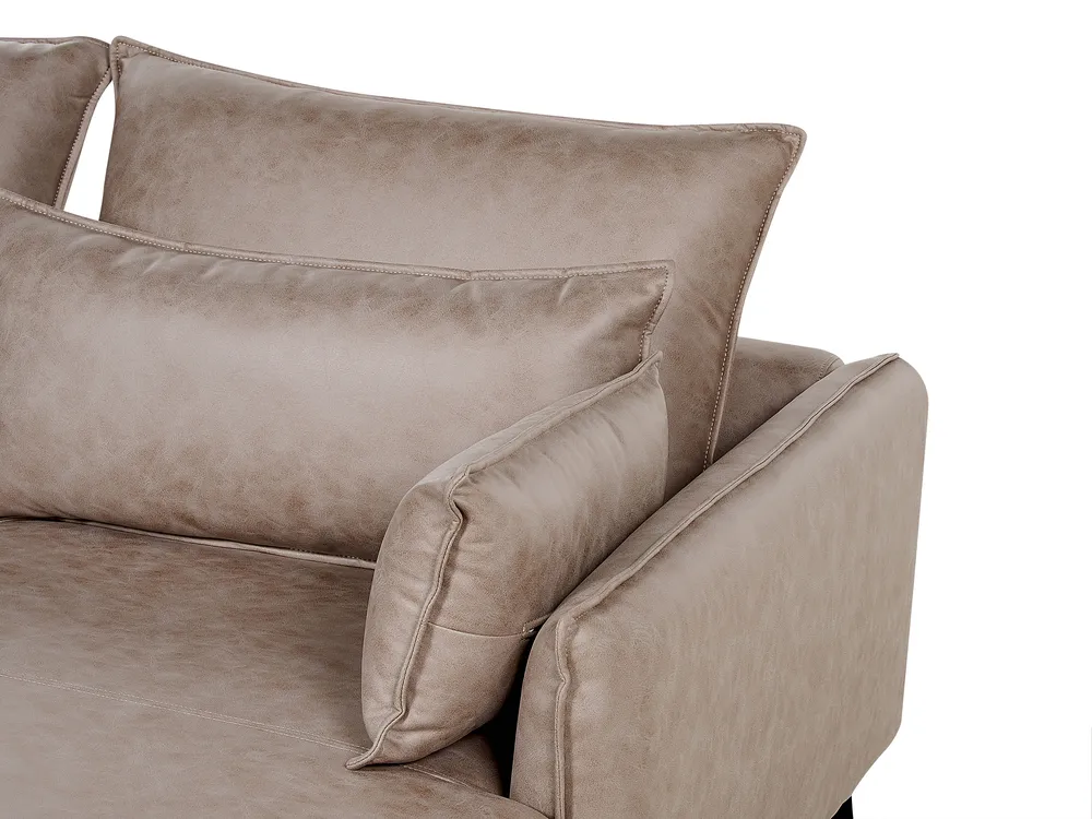 Corner Sofa 3 Seater GALLO Faux Suede Light Brown Left Hand_879283