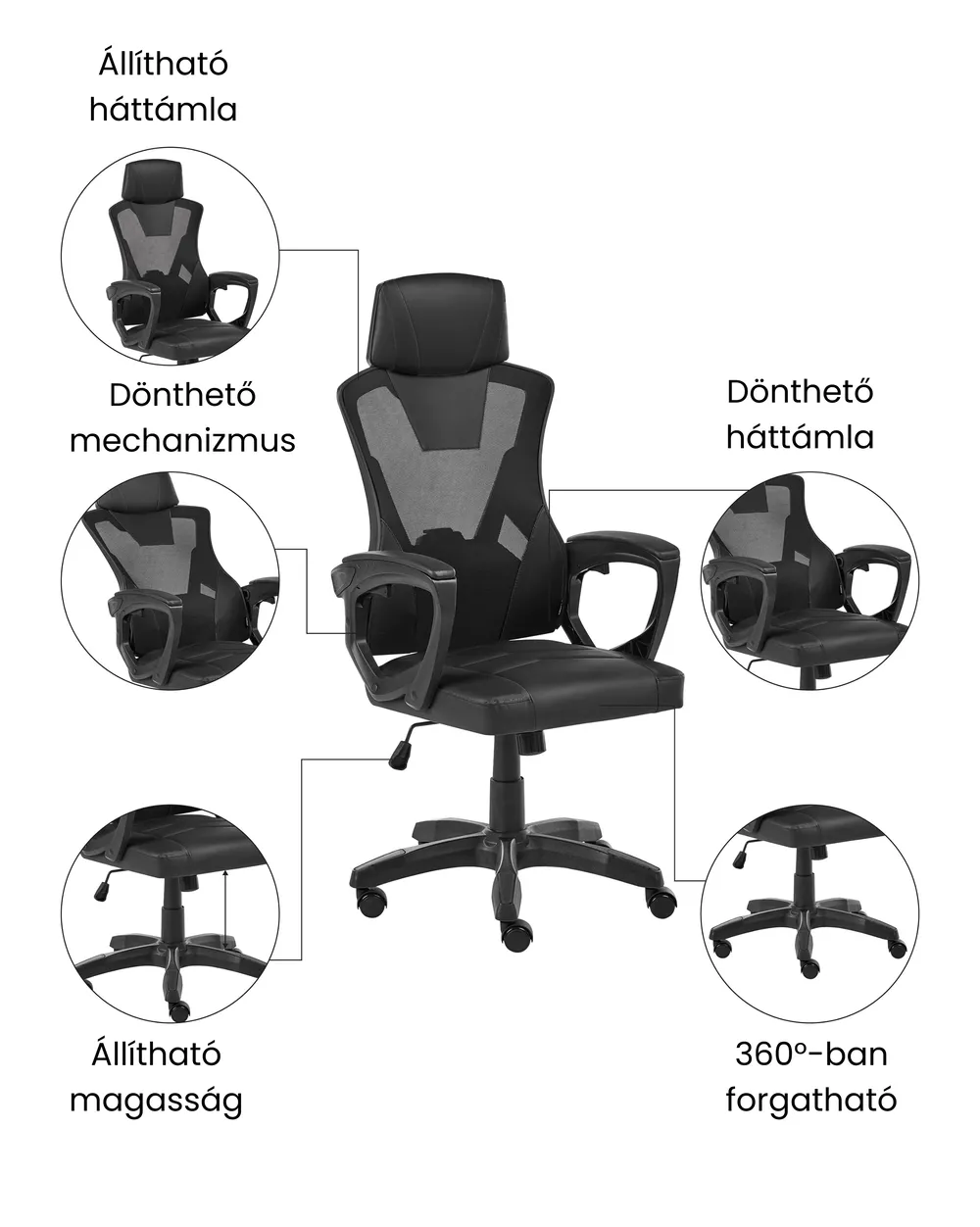 Irodai szék IGNIS Műbőr Fekete_1074190