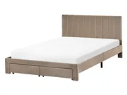 Bett mit Schubladen LONZAC Samtstoff Taupe 140 x 200 cm_1014829