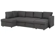U-Shape Sofa Bed 5 Seater KARRABO with Storage Fabric Dark Grey_712707