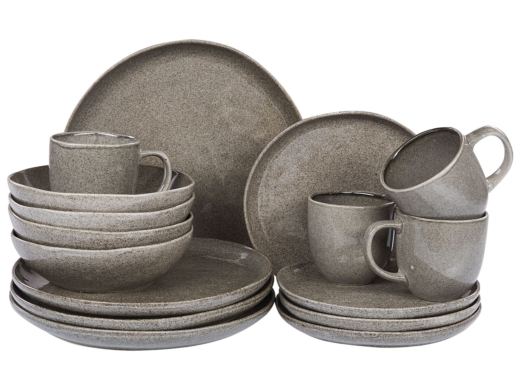 Set of 16 Stoneware Dinnerware Grey COSTMARY_863145