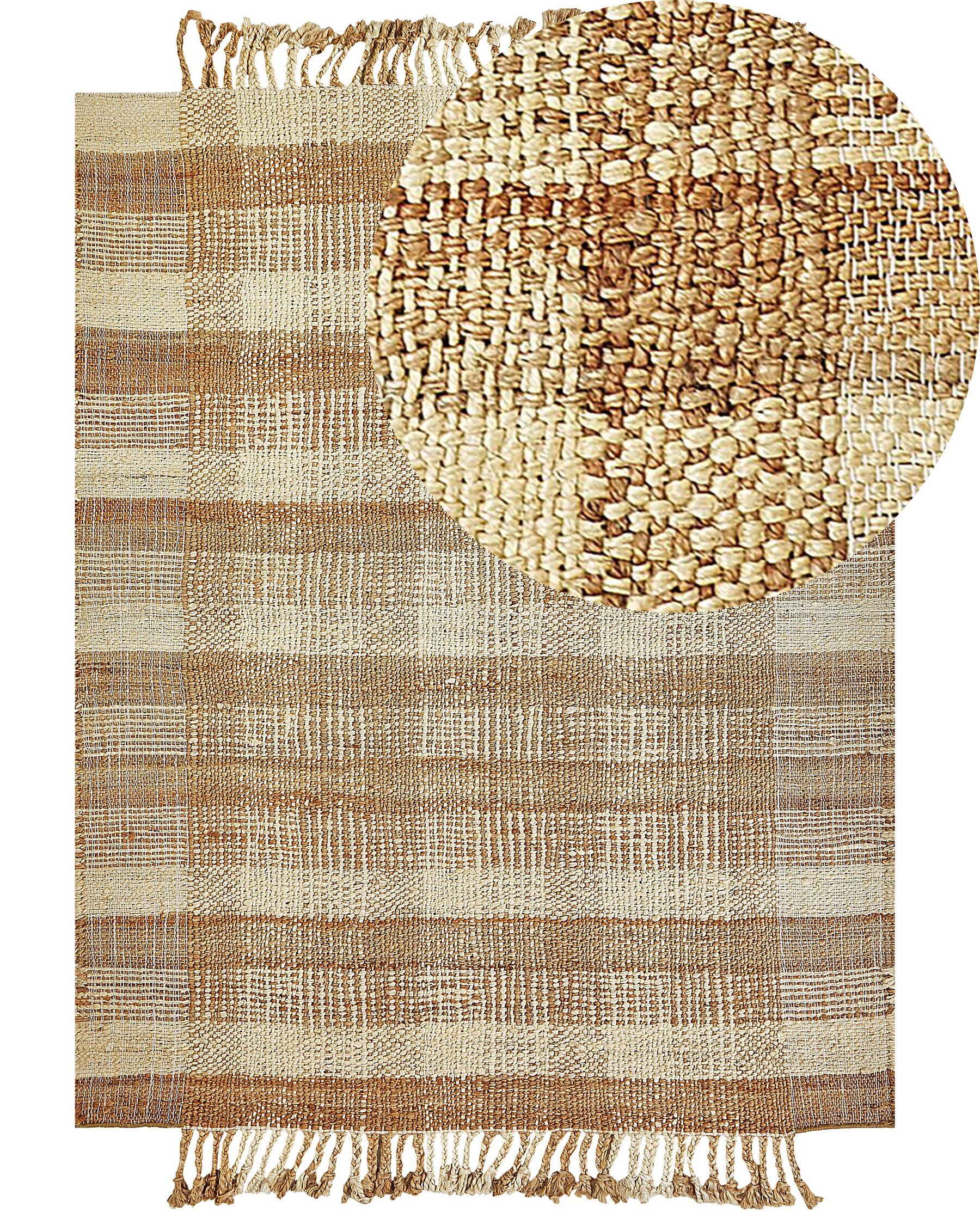Teppich Jute sandbeige 160 x 230 cm geometrisches Muster Kurzflor BERISSA_847710