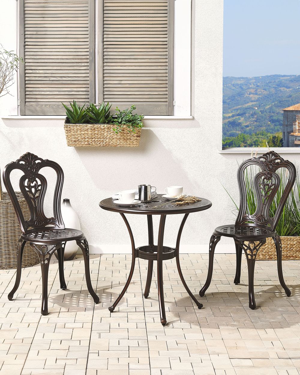 Set of 2 Garden Chairs BOVINO Metal Dark Brown