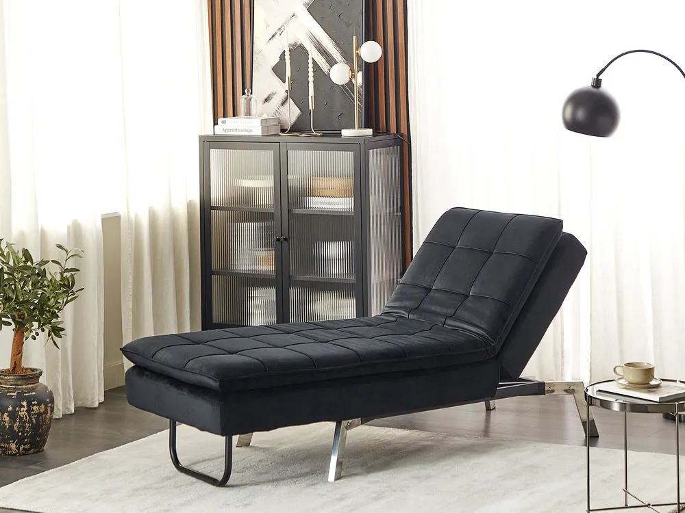 Chaise Longue LOIRET Velvet Black