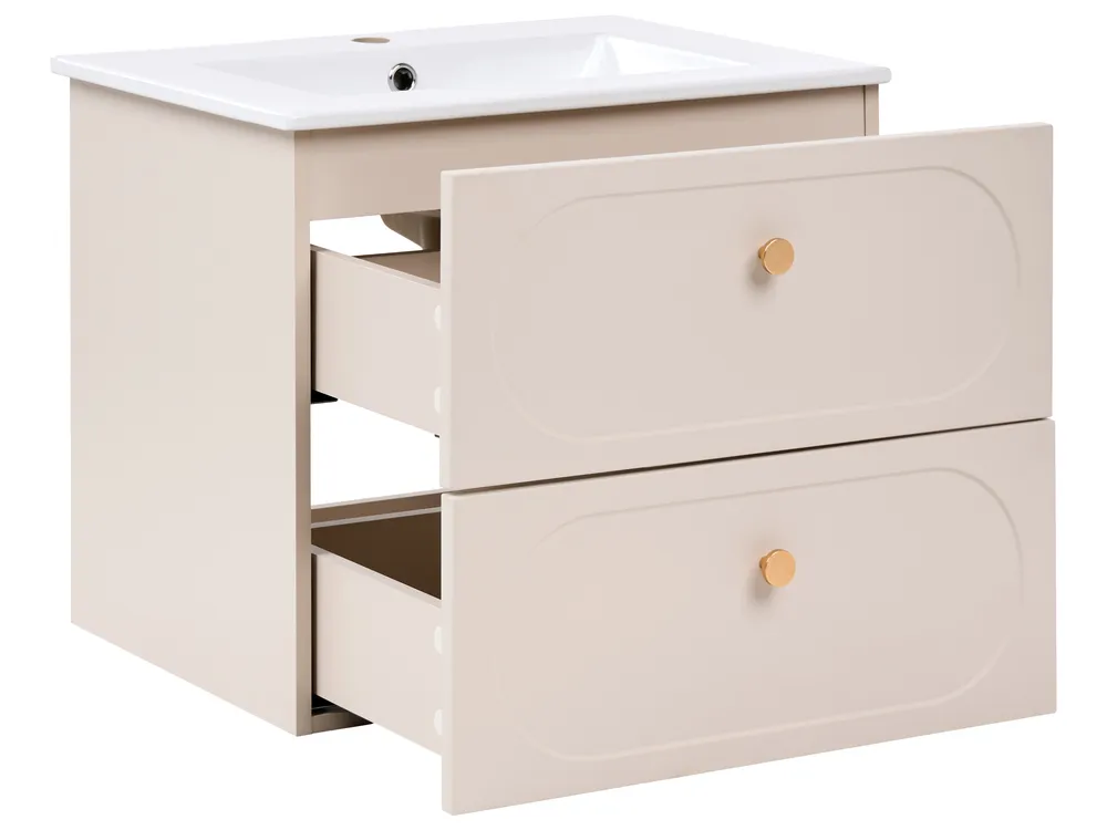 Wall Mounted Vanity Unit with Basin TARUMIR 60 cm Beige_1123545