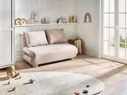 Sofa Bed 2 Seater ABISKO Faux Linen Beige_1030846