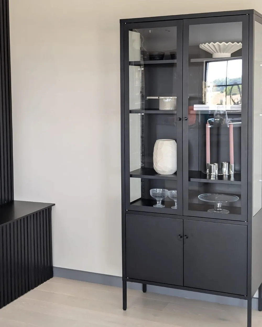 Glass Display Cabinet OXTED 80 cm Metal Black_938061