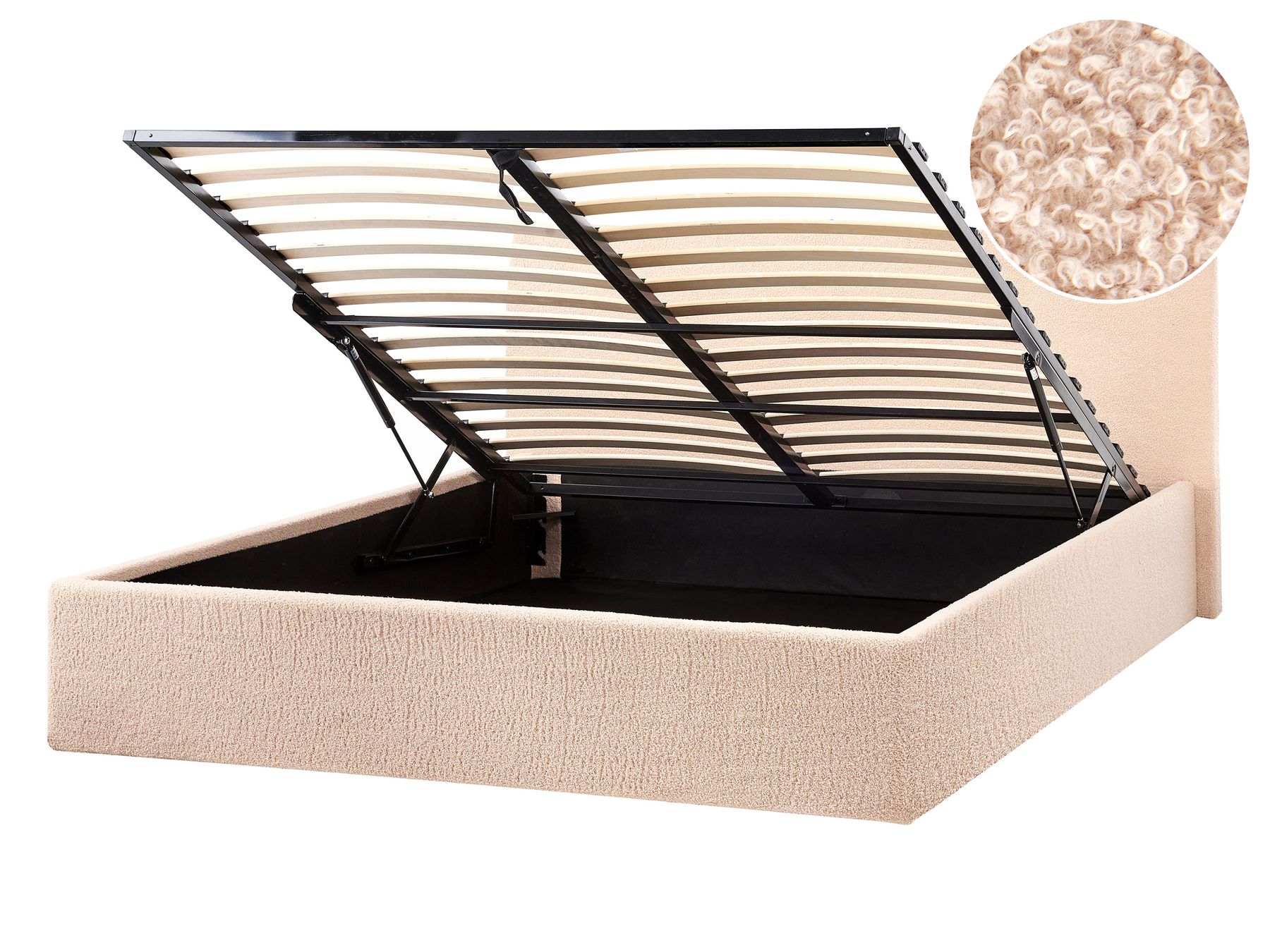 Łóżko z pojemnikiem boucle 140 x 200 cm beżowe ORBEY_964432