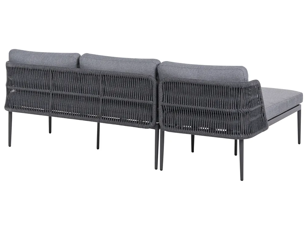 Garden Corner Sofa with Table 3 Seater LEFFE Metal Grey Right Hand_1045357