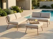 Garden Corner Sofa with Table 4 Seater CACCAMO Beige_1064168