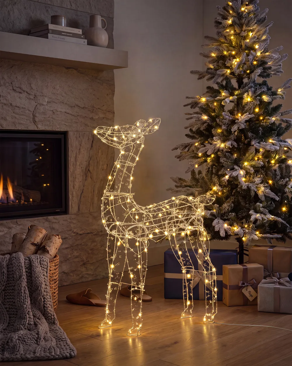 Outdoor Decoration LED HAFNIR 92 cm Roe Deer Silver_1118425