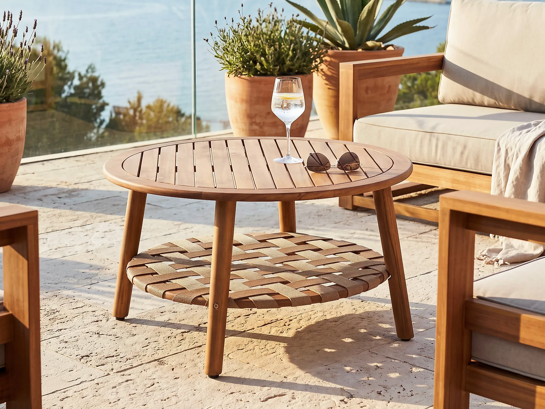 Garden Coffee Table MILZANO 80 cm 80 cm Acacia Wood Brown_1182813
