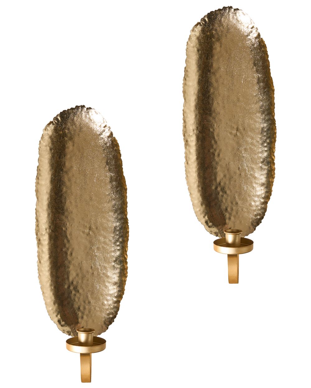 Set of 2 Wall Candle Holders FEIJO 44 cm Metal Gold