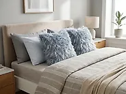 Set of 2 Decorative Cushions LUBHA 42 x 42 cm Faux Fur Dark Blue Solid_1182649