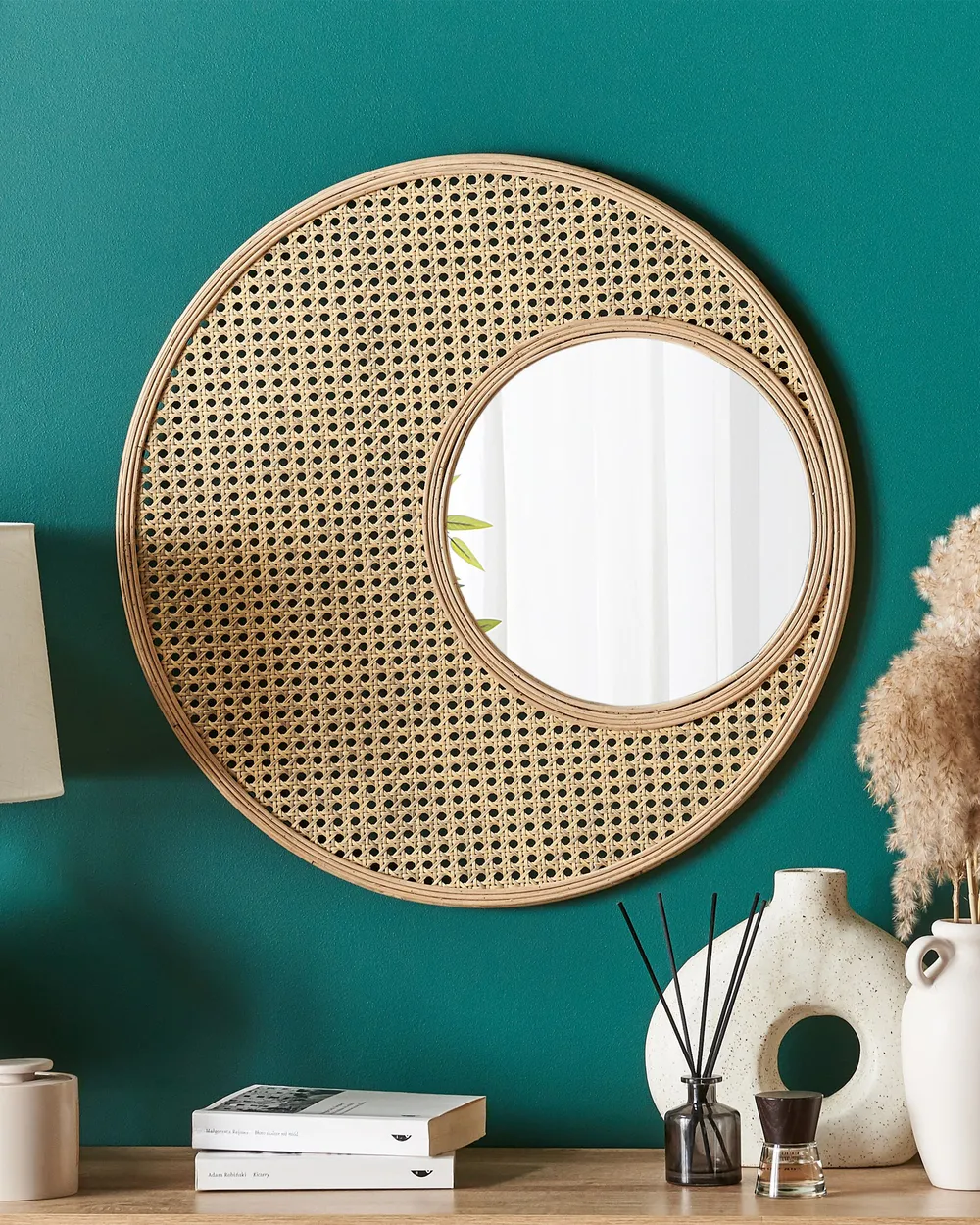 Lustro ścienne PALAU 60 cm 60 cm Rattan Naturalny