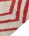 Teppich Baumwolle cremeweiß / rot 160 x 230 cm geometrisches Muster Shaggy HASKOY_842980