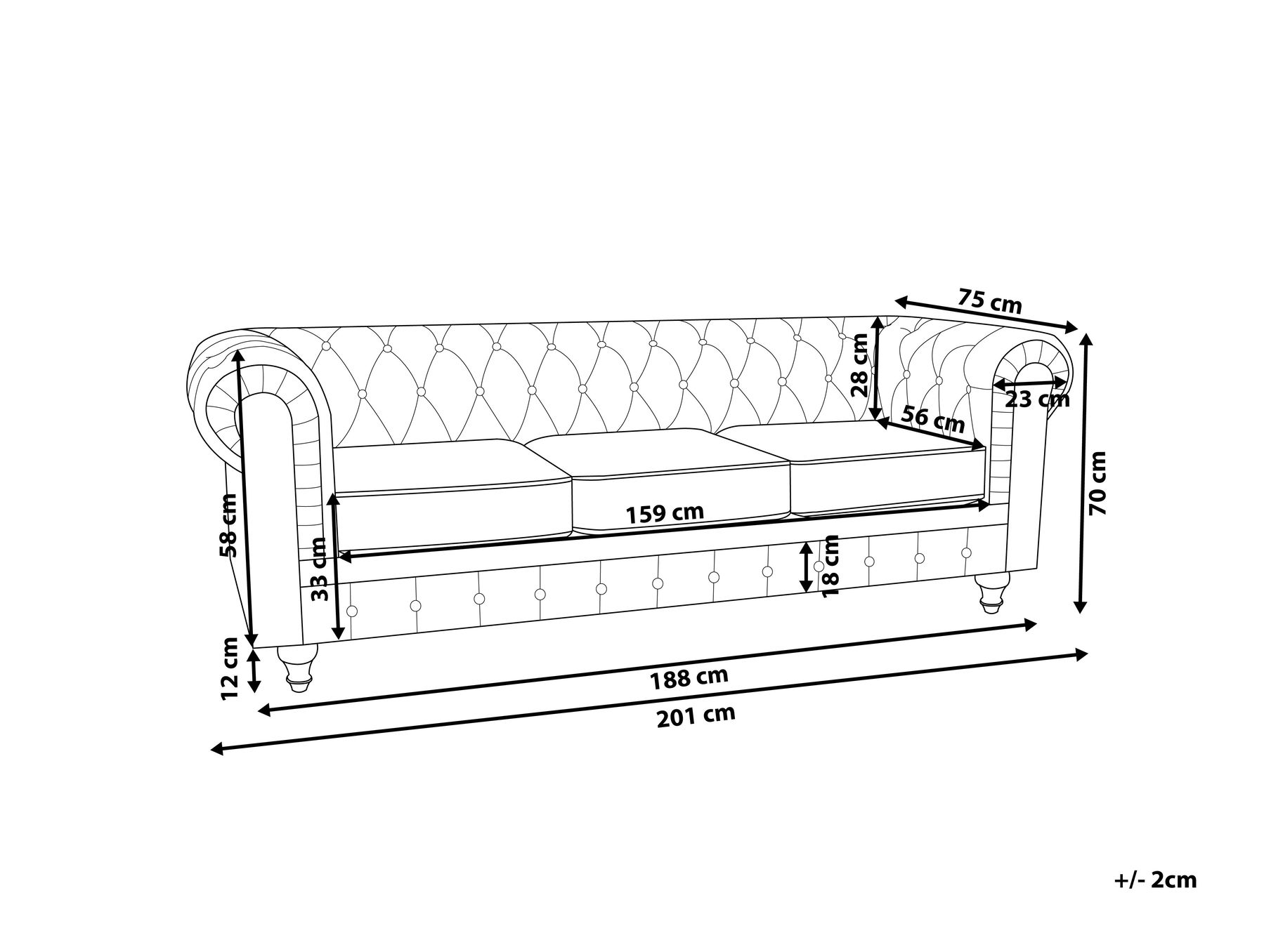 Divano 3 posti CHESTERFIELD Velluto Marrone dorato_1033579