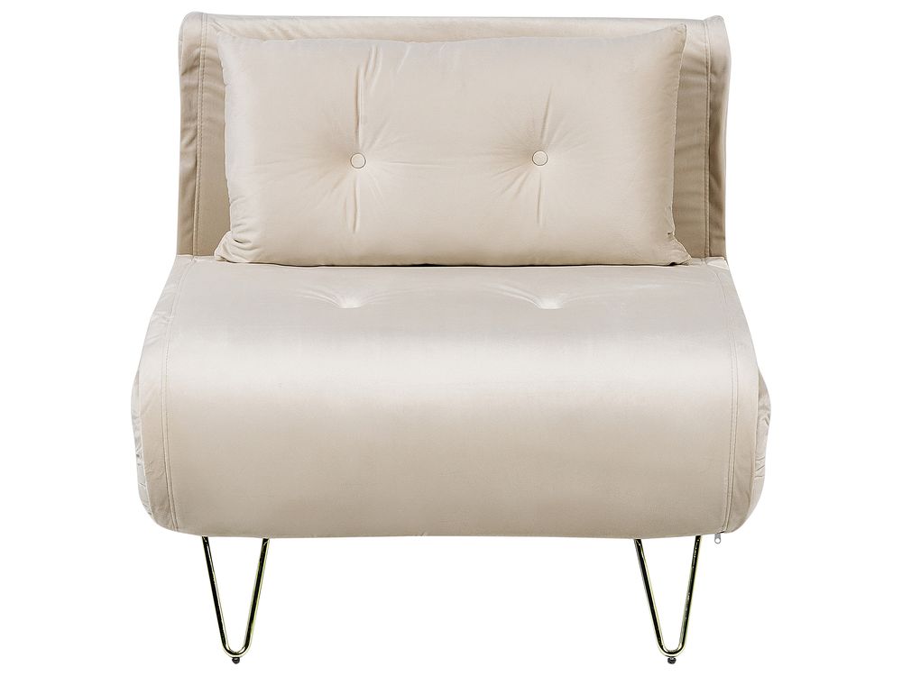 Single Sofa Bed VESTFOLD Velvet Beige