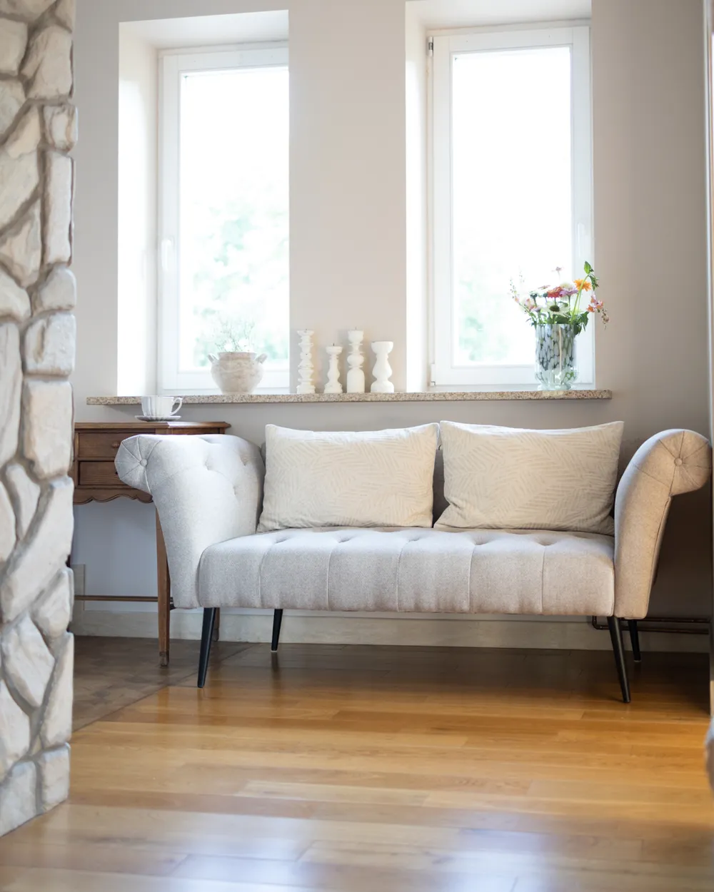 Chaise Longue NANTILLY Fabric Light Brown_1005796