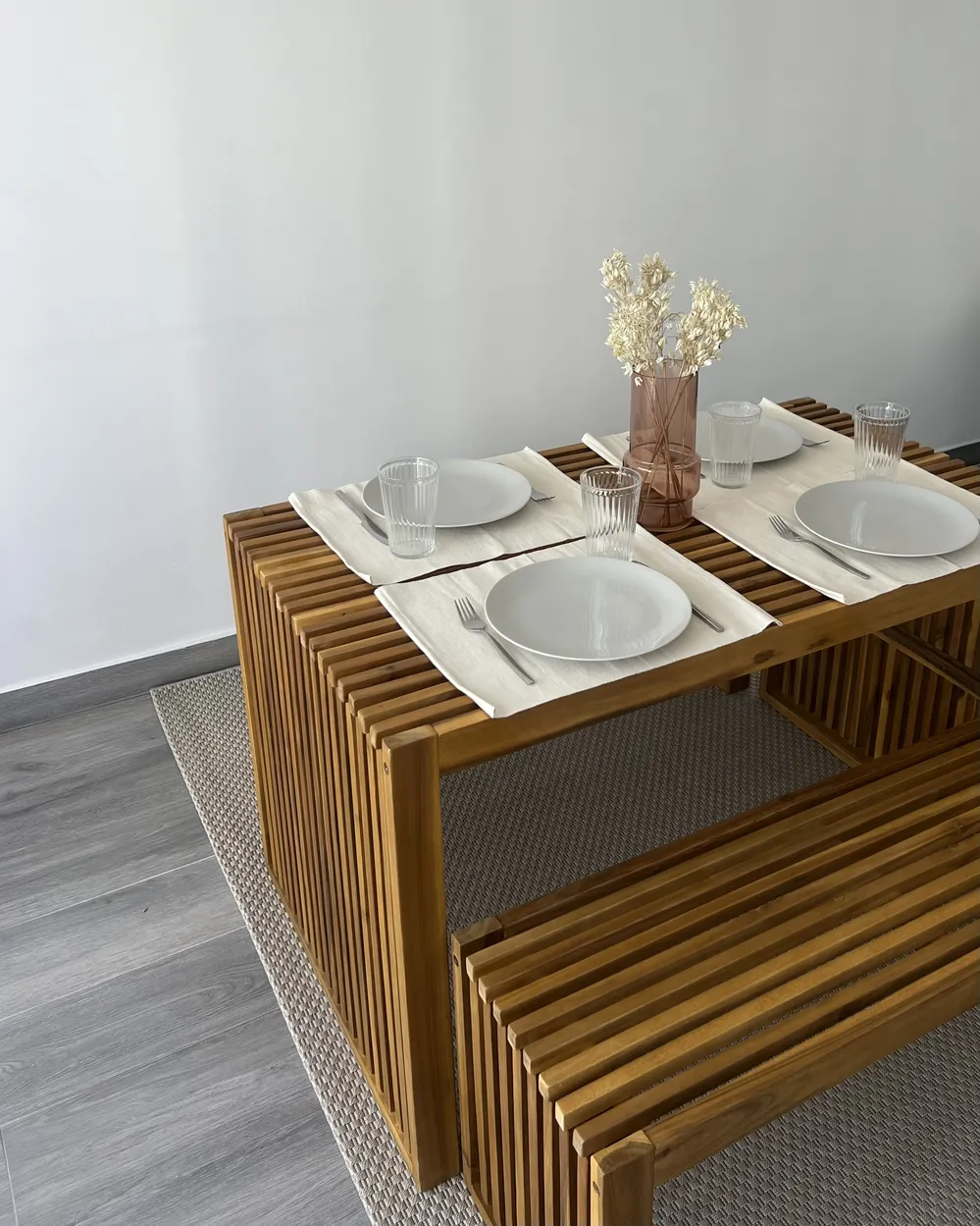Set da pranzo da giardino con panche 4 posti BELLANO Legno d'acacia Marrone_946543