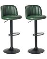 Set of 2 Bar Stools VLORE Swivel Faux Leather Dark Green