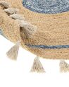 Round Jute Area Rug ⌀ 140 cm Beige and Blue OBAKOY_886849