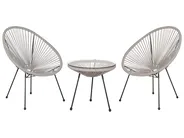 Bistro Set ACAPULCO II PE Rattan Light Grey_811568