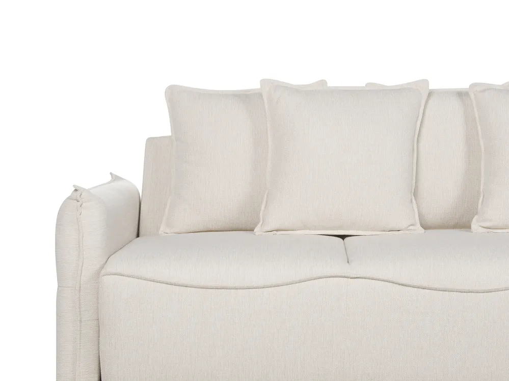 Sofa Bed 3 Seater KRAMA with Storage Fabric Off-White_898296