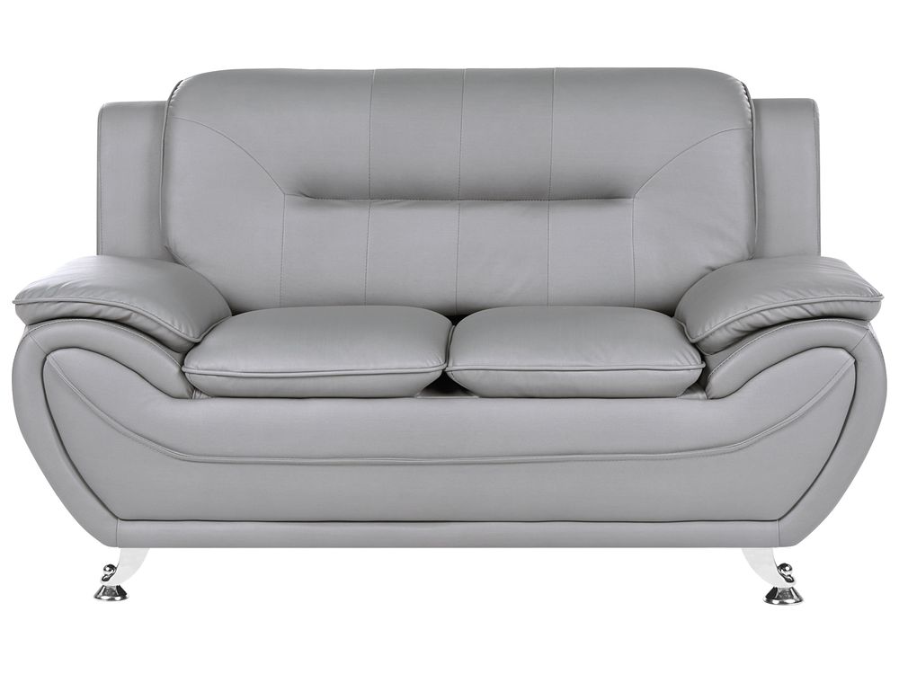 Sofa 2 Seater LEIRA Faux Leather Grey