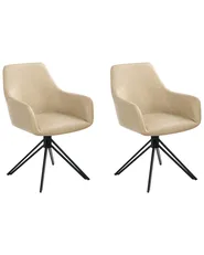 Set di 2 sedie da pranzo SANSARC Pelle sintetica Beige_1026687