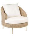 PE Rattan Garden Armchair with Ottoman Natural ARCILLE_867972