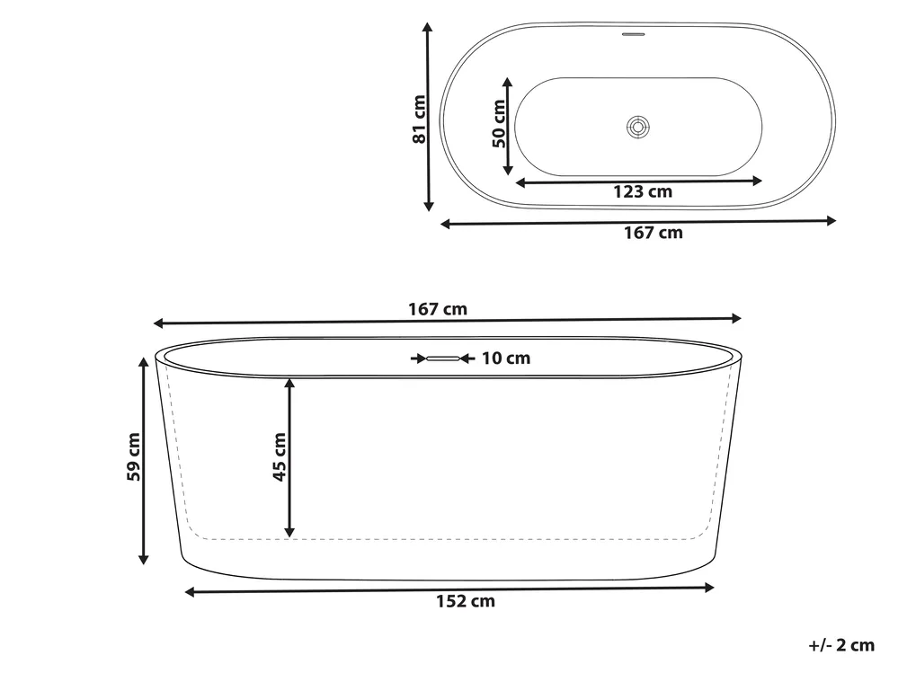 Freestanding Bathtub RESTINGA 1670 x 810 mm White_1061443