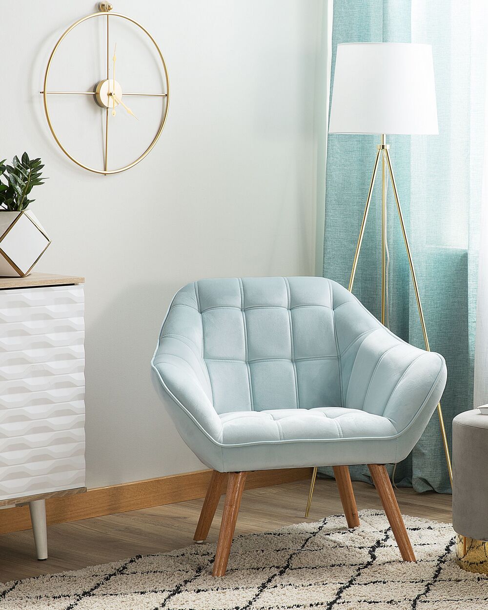Armchair KARIS Velvet Light Blue Beliani