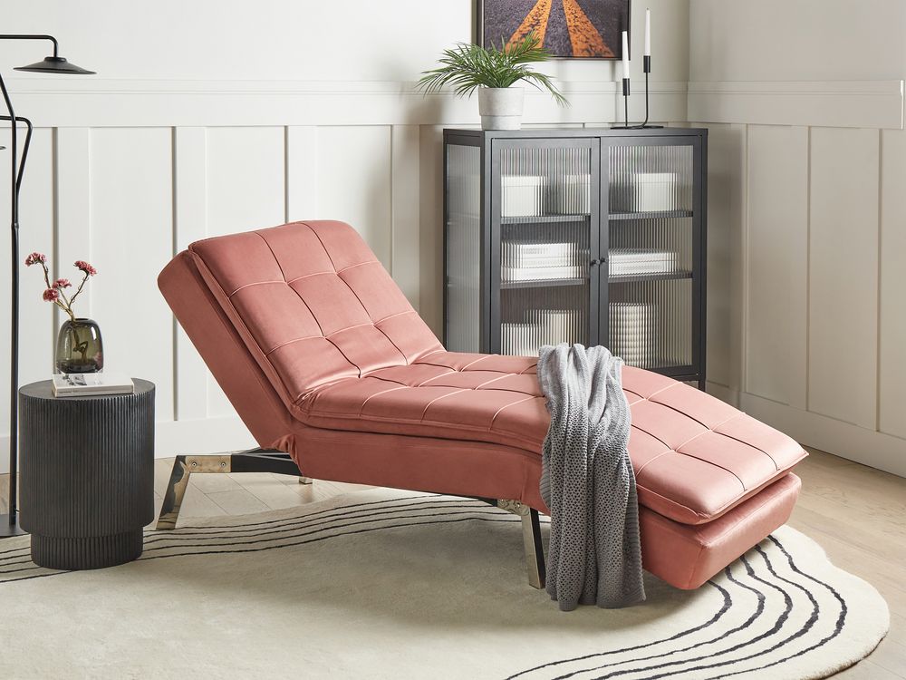 Velvet Chaise Lounge Pink LOIRET Beliani.cz