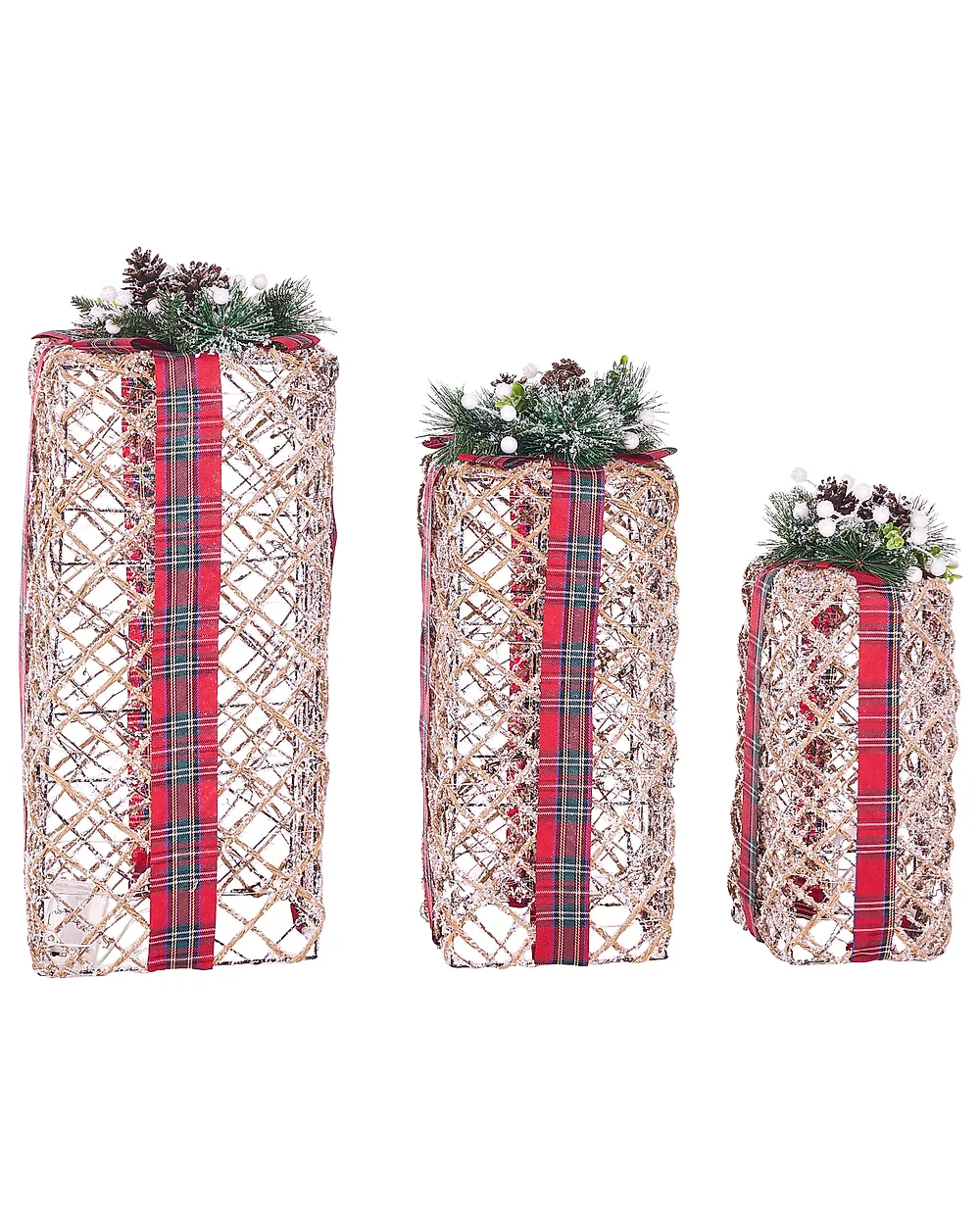 Set of 3 Christmas Decorations LED KAUSALA 65/55/45 cm Christmas Gifts Brown_1179608