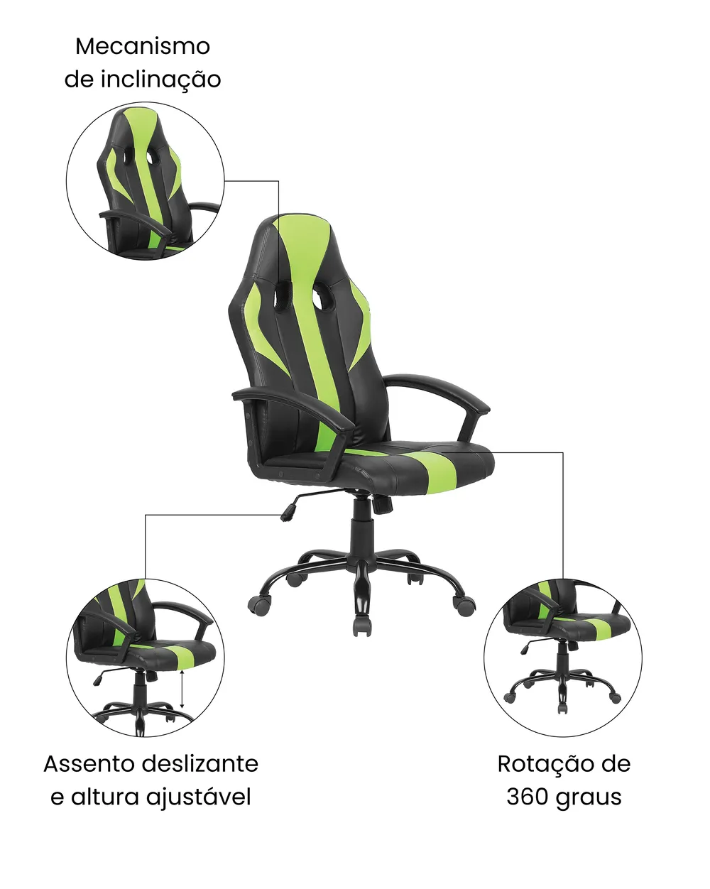 Cadeira de escritório SUCCESS Pele sintética Verde lima_1059699