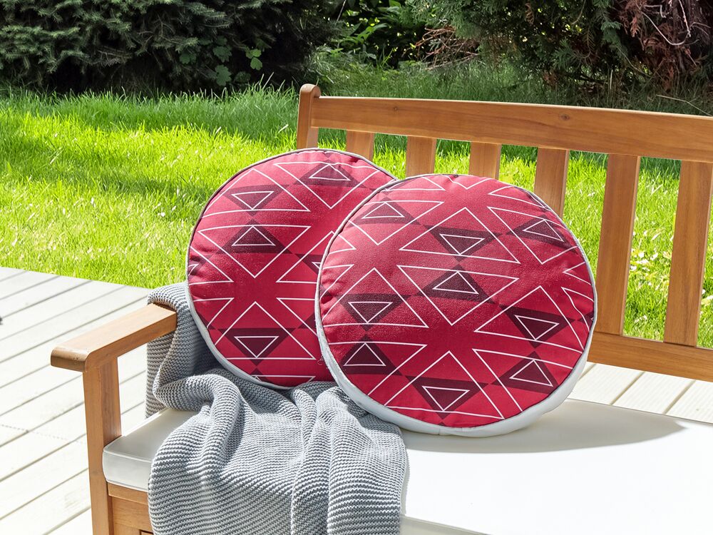 Set of 2 Outdoor Cushions MEZZANO Geometric Pattern 40 x 40 cm Pink