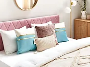 Set of 2 Decorative Cushions ALLIUM 45 x 45 cm Velvet Blue Striped_1182774