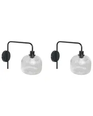 Set of 2 Wall Lamps COMAPALA Metal Black_1037639