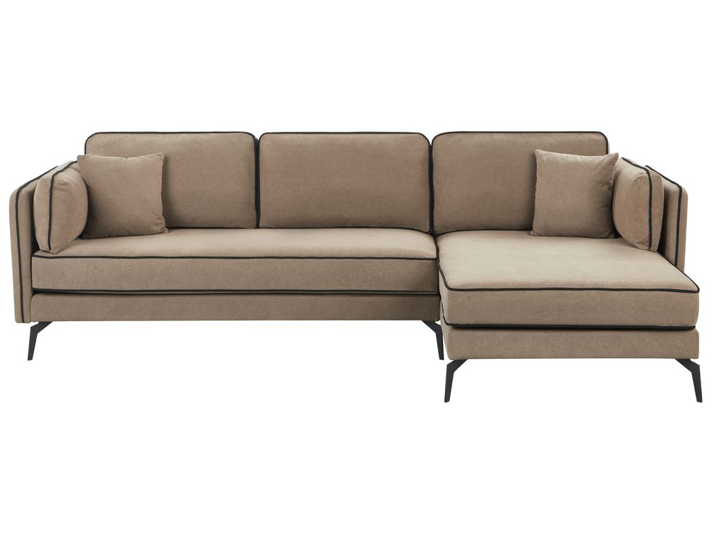 Corner Sofa 3 Seater ALTAN Fabric Brown Left Hand