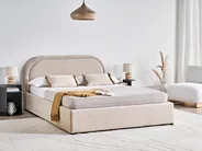 Ottoman Bed QUILLIEN Chenille Light Beige 140 x 200 cm (EU Double)_989501