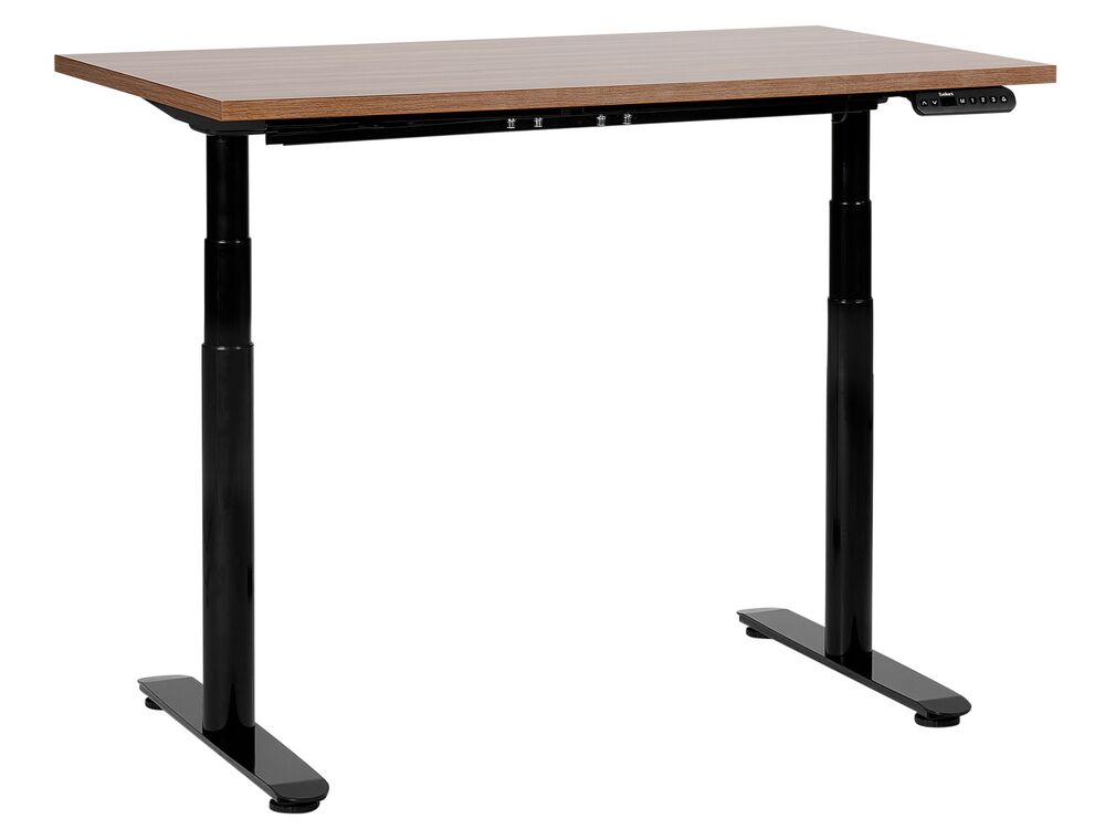 Electric Adjustable Standing Desk 120 x 72 cm Dark Wood and Black DESTINAS Beliani