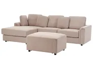 Corner Sofa 4 Seater KOHLO with Ottoman Fabric Taupe Right Hand_945122