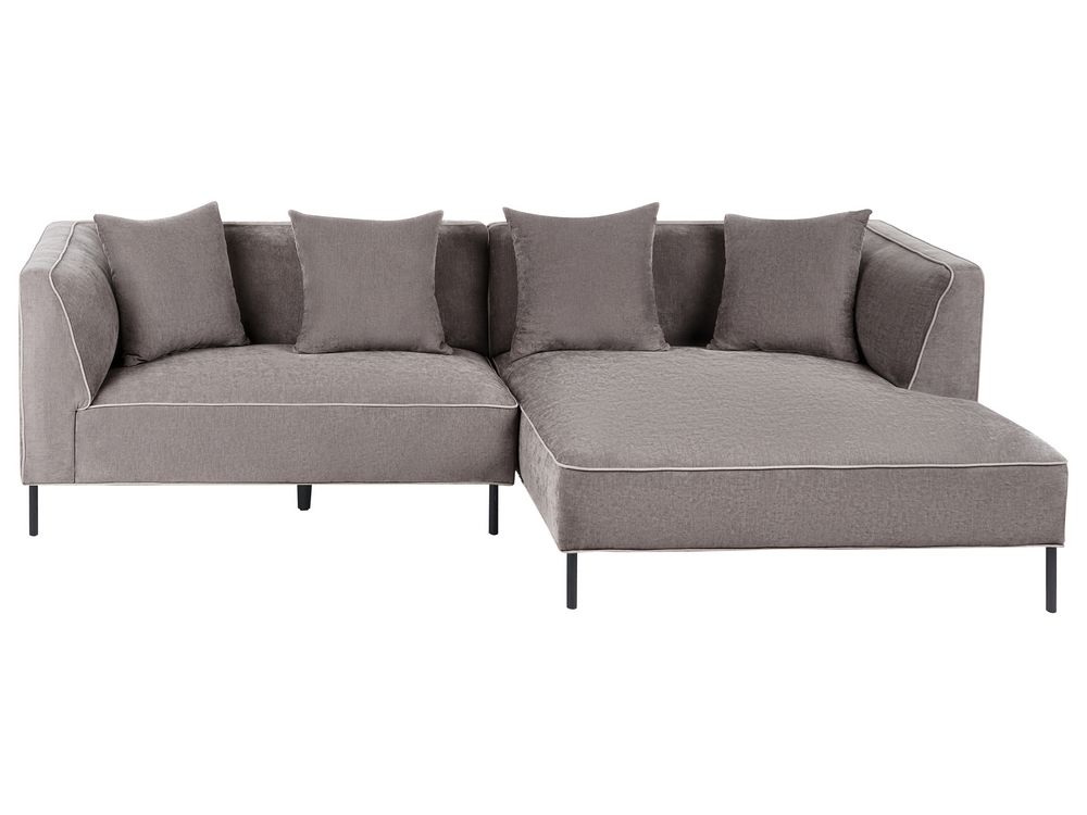 Canapé d'angle 3 places SATER Tissu chenille Taupe Côté gauche