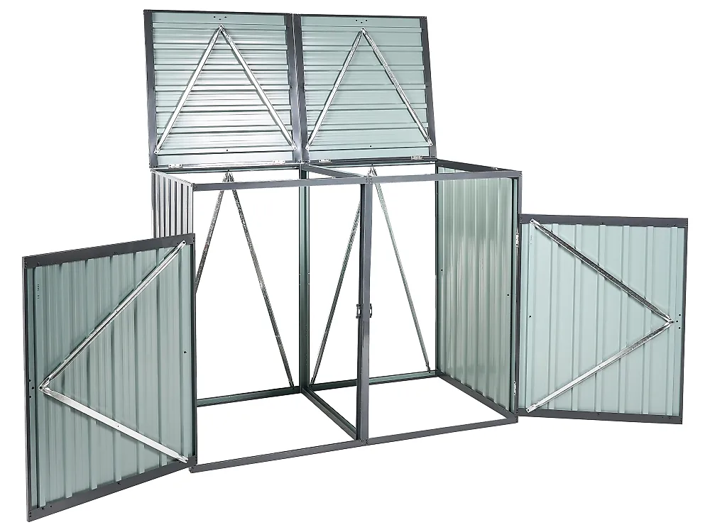 Abrigo duplo para caixote do lixo 2x240 L PERINALDO Metal Cinzento grafite_1185265